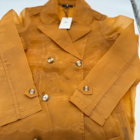 7 For All Mankind Orange Trench Coat - Picture 7 of 8